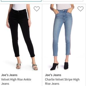 Joe’s Jeans Velvet High Rise Ankle - 28 in Black